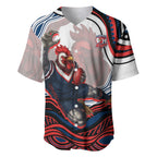 Personalized Sydney Roosters Baseball Jersey Aboriginal Dot Art - Dreamtime Rugby Mascot