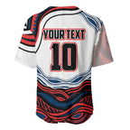 Personalized Sydney Roosters Baseball Jersey Aboriginal Dot Art - Dreamtime Rugby Mascot