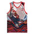 Personalized Sydney Roosters Basketball Jersey Aboriginal Dot Art - Dreamtime Rugby Mascot