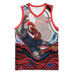 Personalized Sydney Roosters Basketball Jersey Aboriginal Dot Art - Dreamtime Rugby Mascot