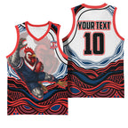 Personalized Sydney Roosters Basketball Jersey Aboriginal Dot Art - Dreamtime Rugby Mascot