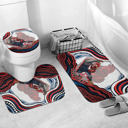 Personalized Sydney Roosters Bathroom Set Aboriginal Dot Art - Dreamtime Rugby Mascot