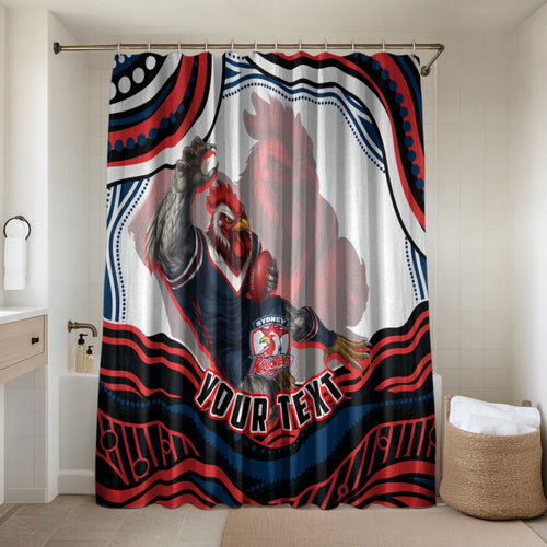Personalized Sydney Roosters Bathroom Set Aboriginal Dot Art - Dreamtime Rugby Mascot