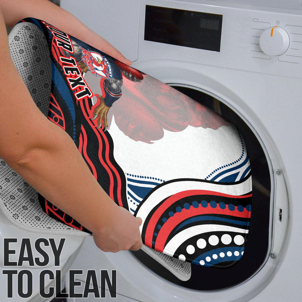 Personalized Sydney Roosters Bathroom Set Aboriginal Dot Art - Dreamtime Rugby Mascot