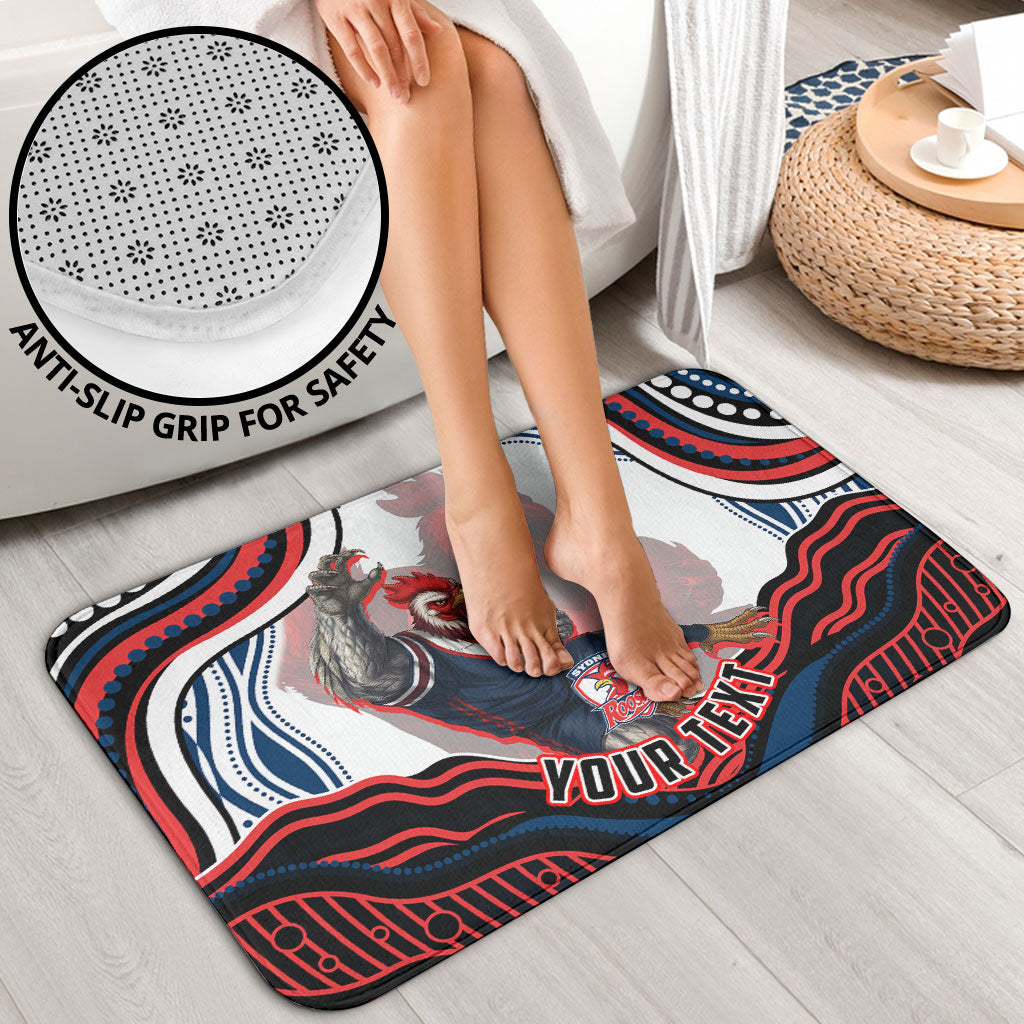 Personalized Sydney Roosters Bathroom Set Aboriginal Dot Art - Dreamtime Rugby Mascot