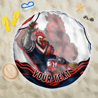 Personalized Sydney Roosters Beach Blanket Aboriginal Dot Art - Dreamtime Rugby Mascot