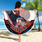 Personalized Sydney Roosters Beach Blanket Aboriginal Dot Art - Dreamtime Rugby Mascot