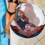 Personalized Sydney Roosters Beach Blanket Aboriginal Dot Art - Dreamtime Rugby Mascot