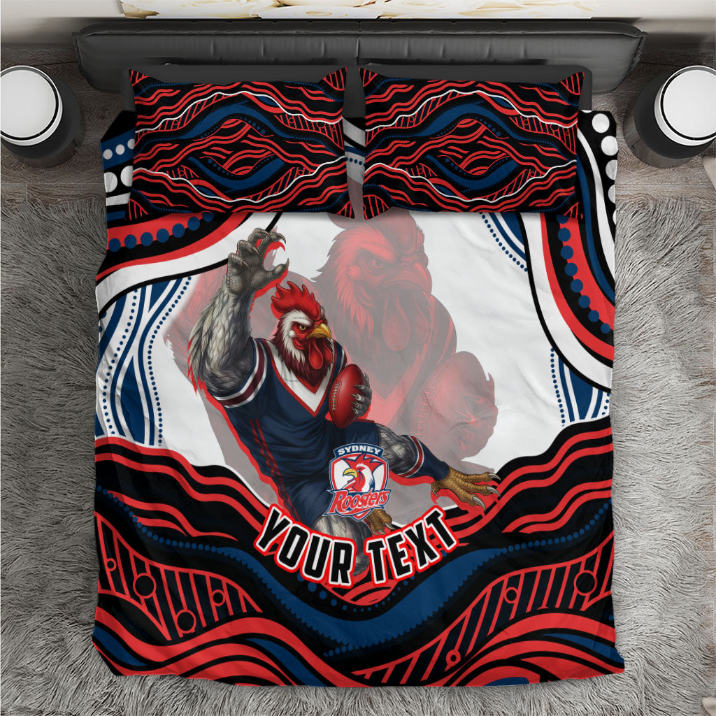 Personalized Sydney Roosters Bedding Set Aboriginal Dot Art - Dreamtime Rugby Mascot