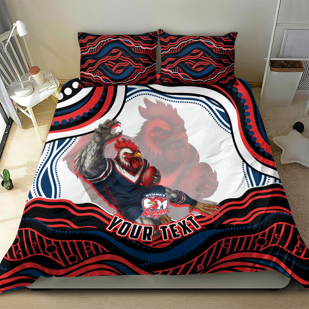 Personalized Sydney Roosters Bedding Set Aboriginal Dot Art - Dreamtime Rugby Mascot