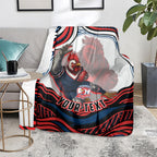 Personalized Sydney Roosters Blanket Aboriginal Dot Art - Dreamtime Rugby Mascot