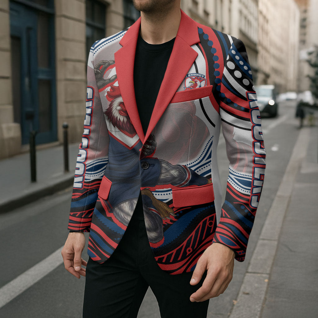 Personalized Sydney Roosters Blazer Aboriginal Dot Art - Dreamtime Rugby Mascot