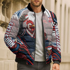 Personalized Sydney Roosters Bomber Puffer Jacket Aboriginal Dot Art - Dreamtime Rugby Mascot