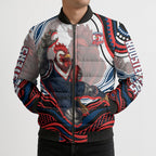 Personalized Sydney Roosters Bomber Puffer Jacket Aboriginal Dot Art - Dreamtime Rugby Mascot