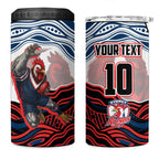 Personalized Sydney Roosters 4 in 1 Can Cooler Tumbler Aboriginal Dot Art - Dreamtime Rugby Mascot