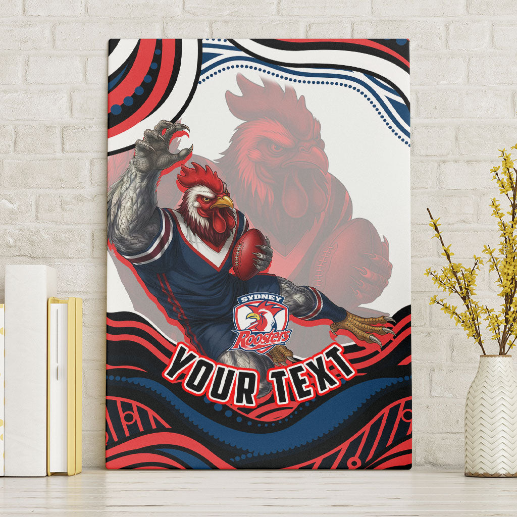 Personalized Sydney Roosters Canvas Wall Art Aboriginal Dot Art - Dreamtime Rugby Mascot