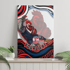 Personalized Sydney Roosters Canvas Wall Art Aboriginal Dot Art - Dreamtime Rugby Mascot