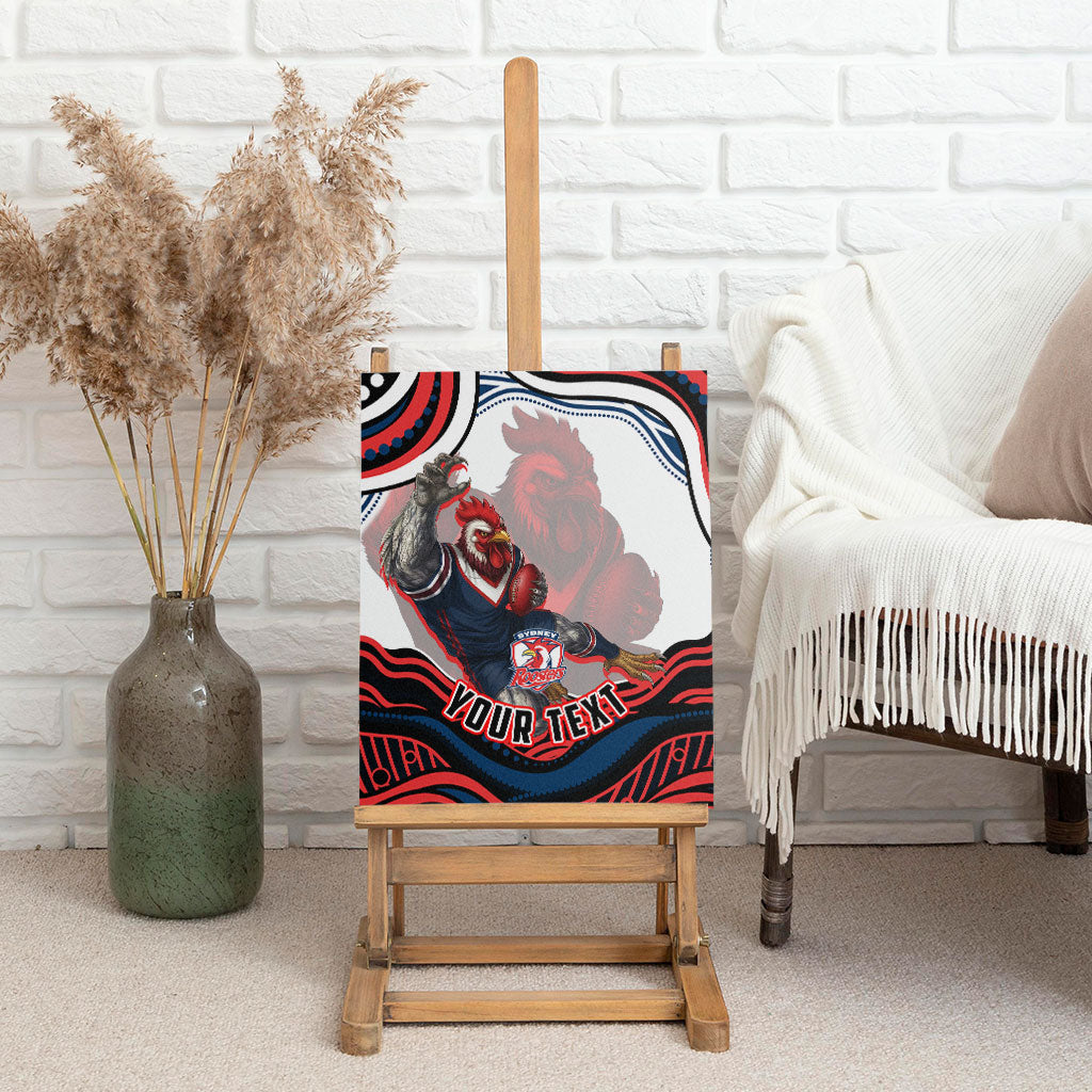 Personalized Sydney Roosters Canvas Wall Art Aboriginal Dot Art - Dreamtime Rugby Mascot
