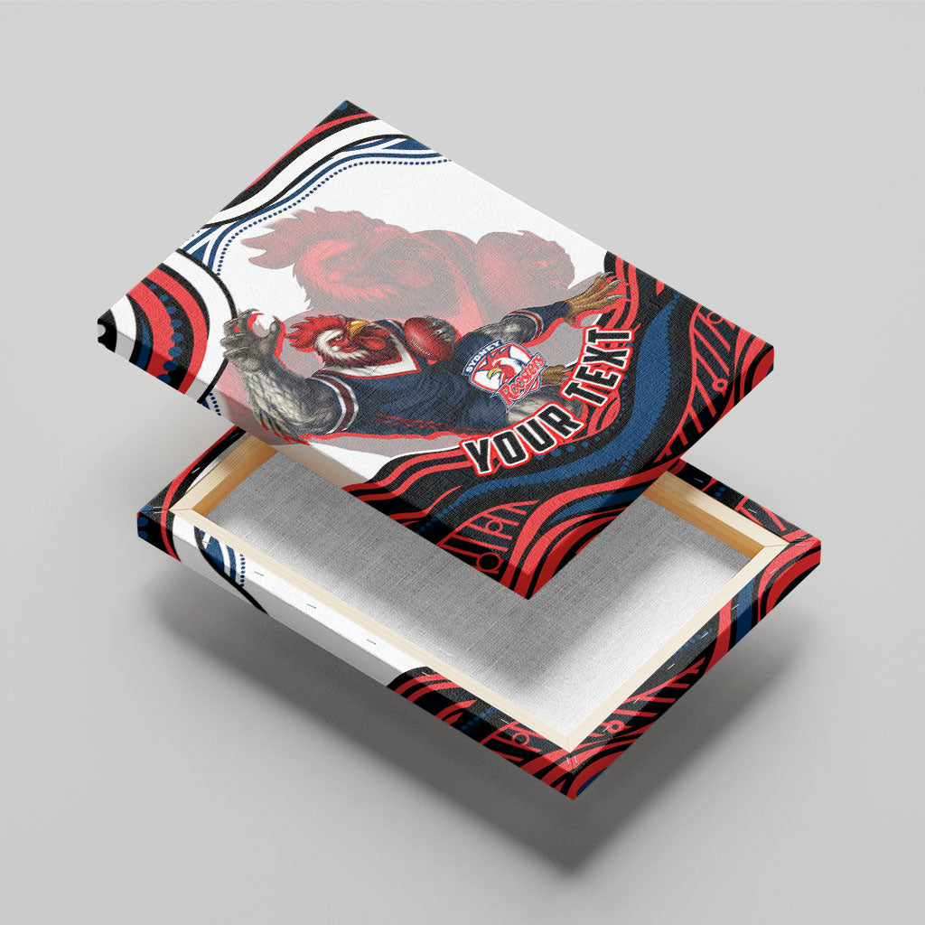Personalized Sydney Roosters Canvas Wall Art Aboriginal Dot Art - Dreamtime Rugby Mascot