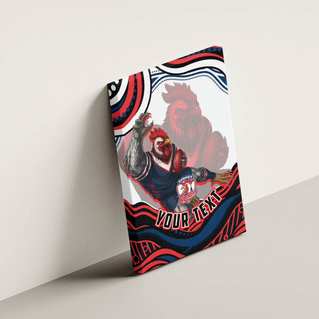 Personalized Sydney Roosters Canvas Wall Art Aboriginal Dot Art - Dreamtime Rugby Mascot