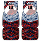 Personalized Sydney Roosters Car Mats Aboriginal Dot Art - Dreamtime Rugby Mascot