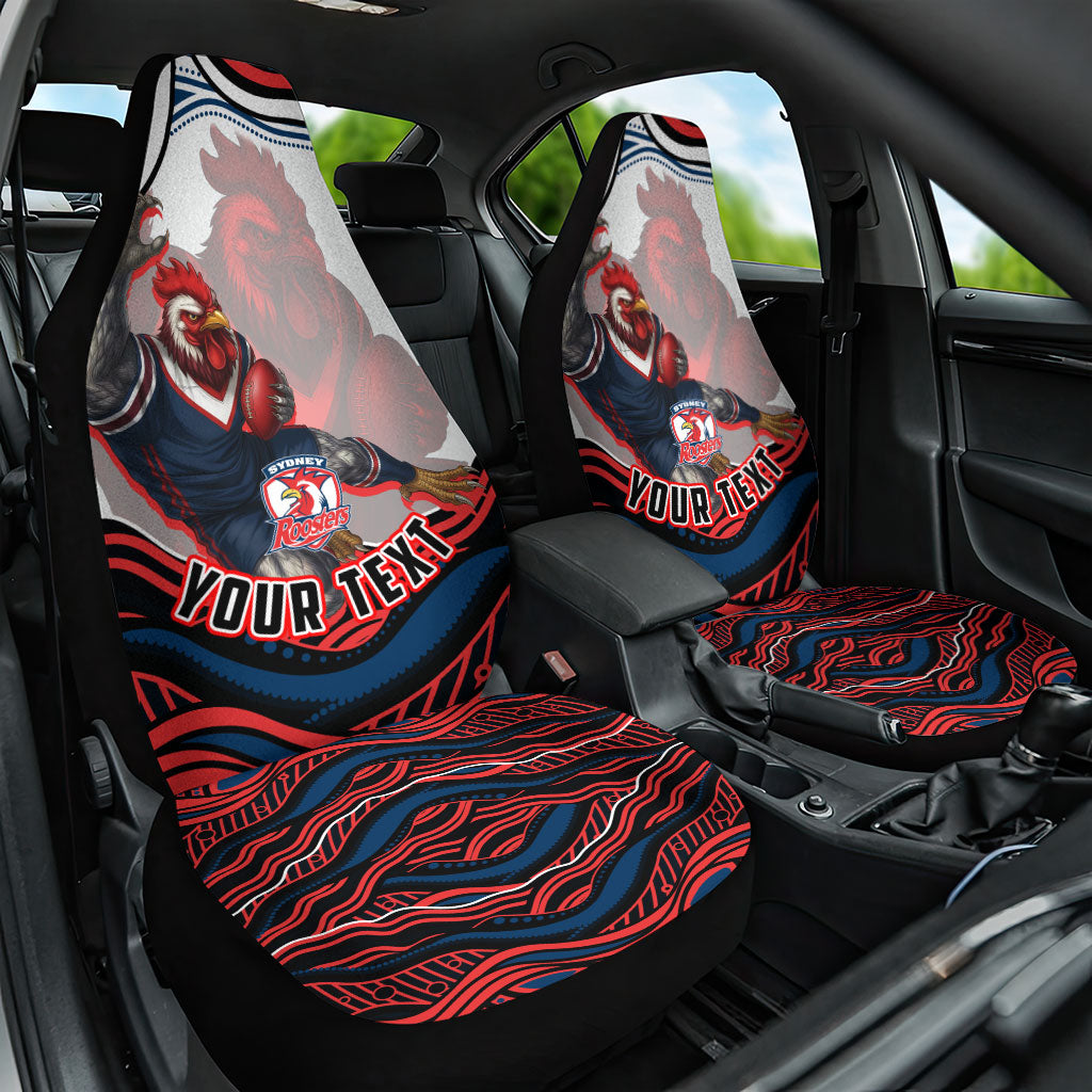 Personalized Sydney Roosters Car Seat Cover Aboriginal Dot Art - Dreamtime Rugby Mascot