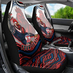 Personalized Sydney Roosters Car Seat Cover Aboriginal Dot Art - Dreamtime Rugby Mascot