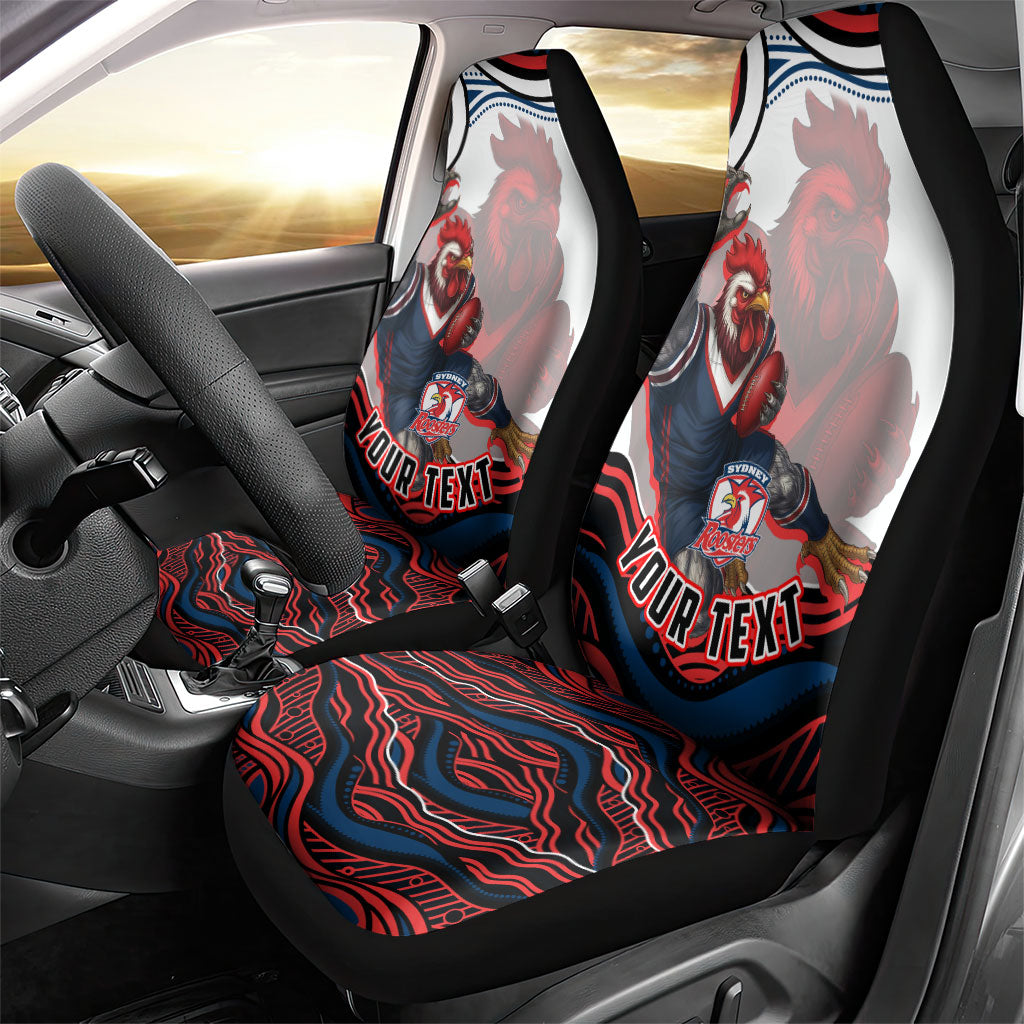 Personalized Sydney Roosters Car Seat Cover Aboriginal Dot Art - Dreamtime Rugby Mascot