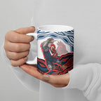 Personalized Sydney Roosters Ceramic Mug Aboriginal Dot Art - Dreamtime Rugby Mascot