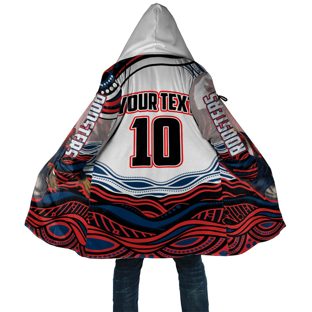 Personalized Sydney Roosters Cloak Aboriginal Dot Art - Dreamtime Rugby Mascot