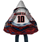 Personalized Sydney Roosters Cloak Aboriginal Dot Art - Dreamtime Rugby Mascot