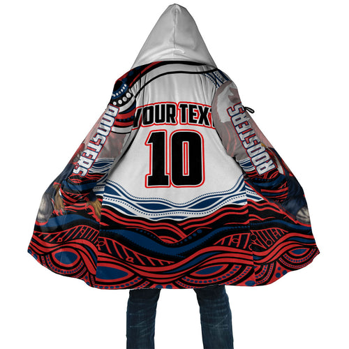 Personalized Sydney Roosters Cloak Aboriginal Dot Art - Dreamtime Rugby Mascot