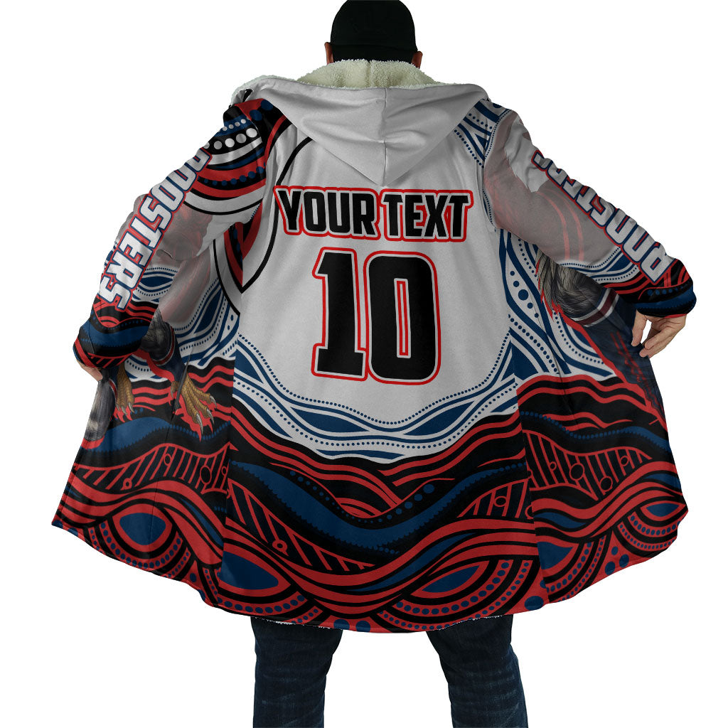 Personalized Sydney Roosters Cloak Aboriginal Dot Art - Dreamtime Rugby Mascot