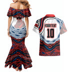 Personalized Sydney Roosters Couples Matching Mermaid Dress and Hawaiian Shirt Aboriginal Dot Art - Dreamtime Rugby Mascot