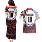 Personalized Sydney Roosters Couples Matching Puletasi and Hawaiian Shirt Aboriginal Dot Art - Dreamtime Rugby Mascot