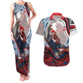 Personalized Sydney Roosters Couples Matching Tank Maxi Dress and Hawaiian Shirt Aboriginal Dot Art - Dreamtime Rugby Mascot