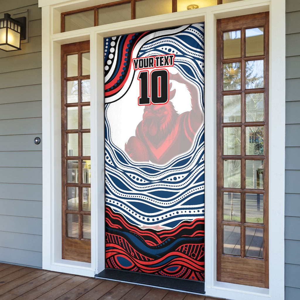 Personalized Sydney Roosters Door Cover Aboriginal Dot Art - Dreamtime Rugby Mascot