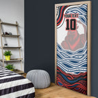 Personalized Sydney Roosters Door Cover Aboriginal Dot Art - Dreamtime Rugby Mascot
