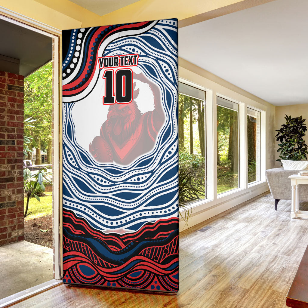 Personalized Sydney Roosters Door Cover Aboriginal Dot Art - Dreamtime Rugby Mascot