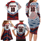 Personalized Sydney Roosters Family Matching Long Sleeve Bodycon Dress and Hawaiian Shirt Aboriginal Dot Art - Dreamtime Rugby Mascot