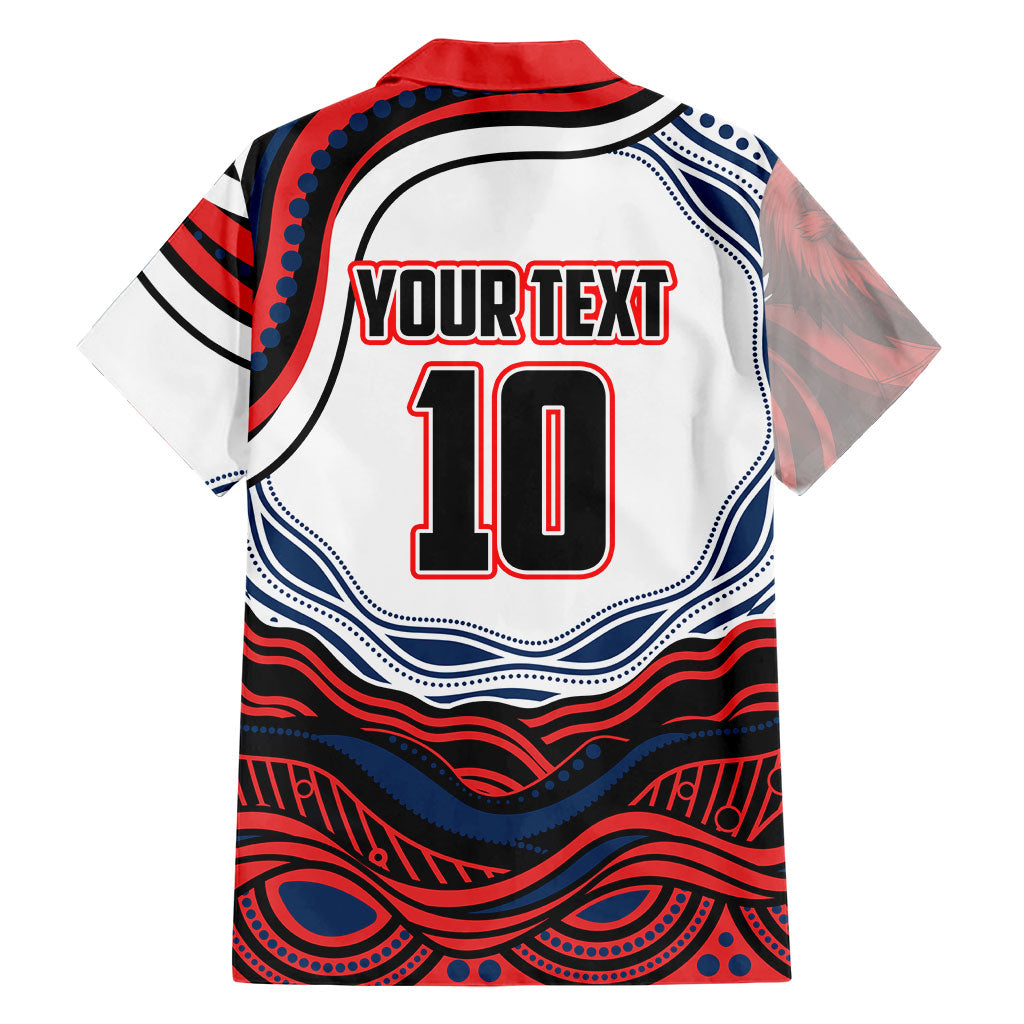 Personalized Sydney Roosters Family Matching Long Sleeve Bodycon Dress and Hawaiian Shirt Aboriginal Dot Art - Dreamtime Rugby Mascot