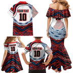 Personalized Sydney Roosters Family Matching Mermaid Dress and Hawaiian Shirt Aboriginal Dot Art - Dreamtime Rugby Mascot