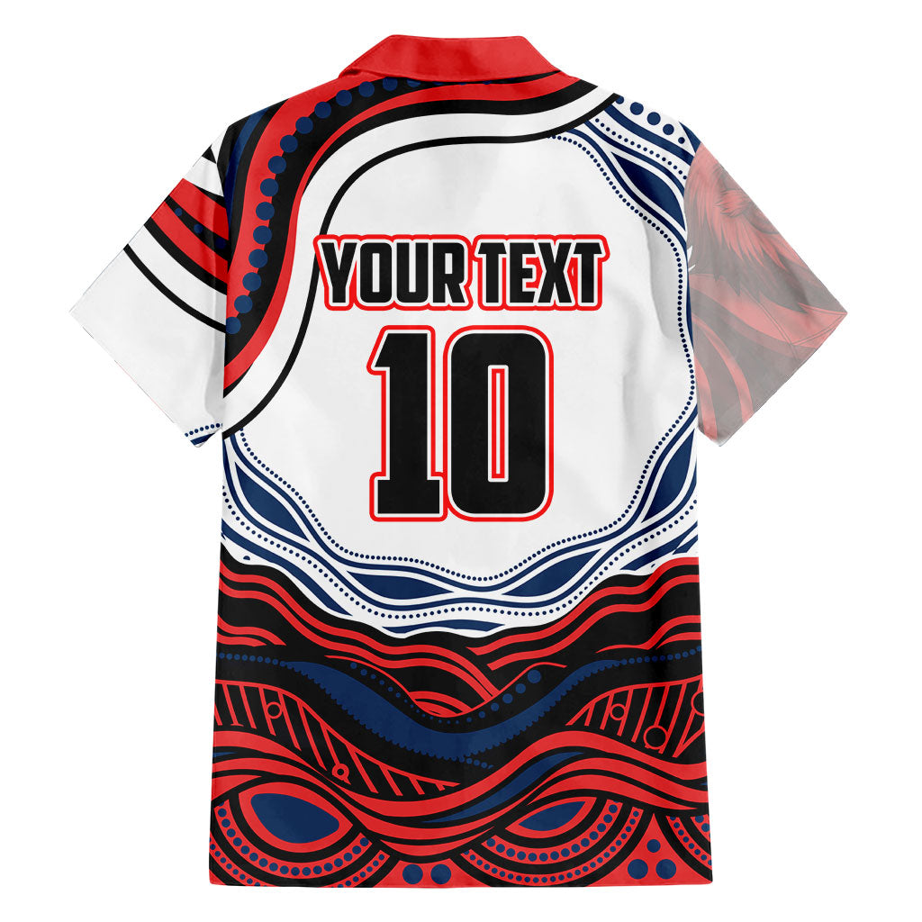 Personalized Sydney Roosters Family Matching Mermaid Dress and Hawaiian Shirt Aboriginal Dot Art - Dreamtime Rugby Mascot