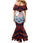 Personalized Sydney Roosters Family Matching Mermaid Dress and Hawaiian Shirt Aboriginal Dot Art - Dreamtime Rugby Mascot