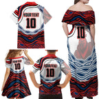 Personalized Sydney Roosters Family Matching Off Shoulder Maxi Dress and Hawaiian Shirt Aboriginal Dot Art - Dreamtime Rugby Mascot