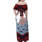Personalized Sydney Roosters Family Matching Off Shoulder Maxi Dress and Hawaiian Shirt Aboriginal Dot Art - Dreamtime Rugby Mascot