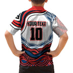 Personalized Sydney Roosters Family Matching Puletasi and Hawaiian Shirt Aboriginal Dot Art - Dreamtime Rugby Mascot