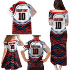 Personalized Sydney Roosters Family Matching Puletasi and Hawaiian Shirt Aboriginal Dot Art - Dreamtime Rugby Mascot