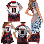 Personalized Sydney Roosters Family Matching Short Sleeve Bodycon Dress and Hawaiian Shirt Aboriginal Dot Art - Dreamtime Rugby Mascot