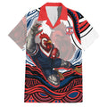 Personalized Sydney Roosters Family Matching Summer Maxi Dress and Hawaiian Shirt Aboriginal Dot Art - Dreamtime Rugby Mascot